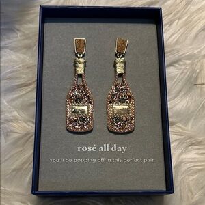BaubleBar Rose Gold Champagne Bottle Earrings NIB